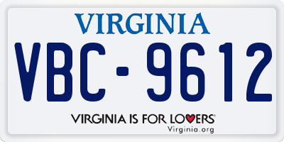 VA license plate VBC9612