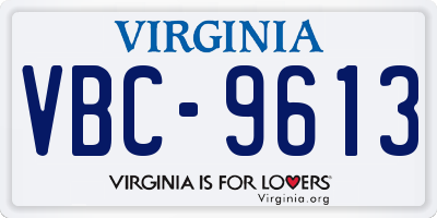 VA license plate VBC9613