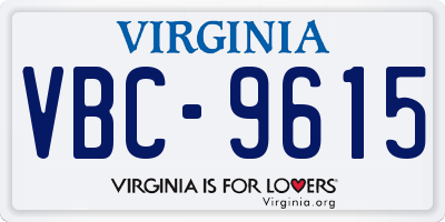 VA license plate VBC9615