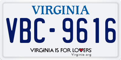 VA license plate VBC9616
