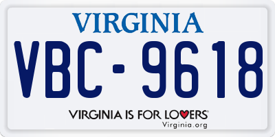 VA license plate VBC9618