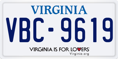 VA license plate VBC9619