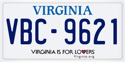 VA license plate VBC9621