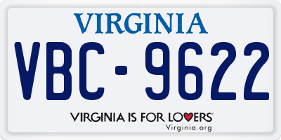 VA license plate VBC9622