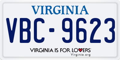 VA license plate VBC9623