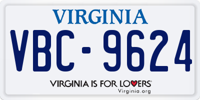 VA license plate VBC9624