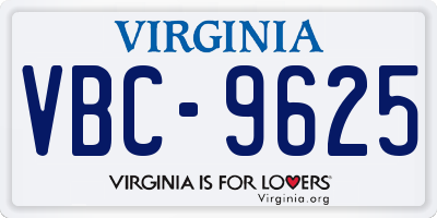 VA license plate VBC9625