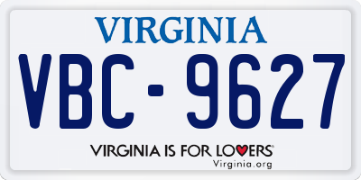 VA license plate VBC9627