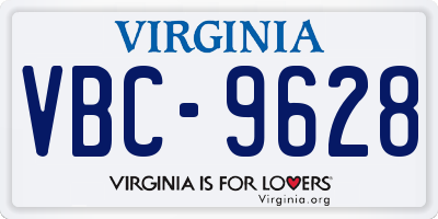 VA license plate VBC9628