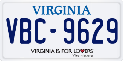 VA license plate VBC9629
