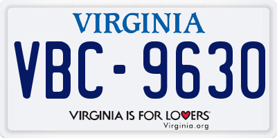 VA license plate VBC9630