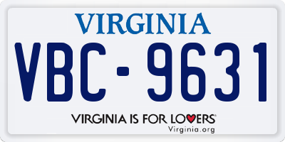 VA license plate VBC9631