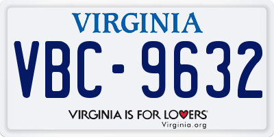 VA license plate VBC9632