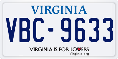 VA license plate VBC9633