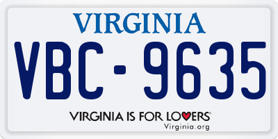 VA license plate VBC9635