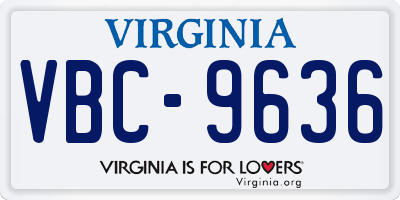 VA license plate VBC9636