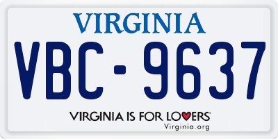 VA license plate VBC9637