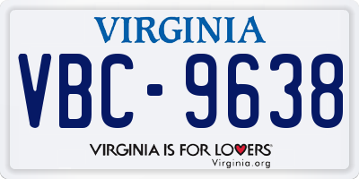 VA license plate VBC9638