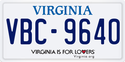 VA license plate VBC9640