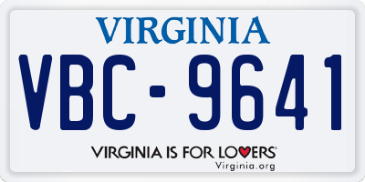 VA license plate VBC9641
