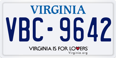 VA license plate VBC9642