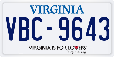 VA license plate VBC9643