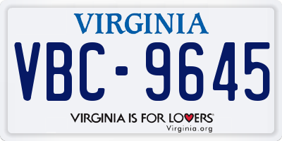 VA license plate VBC9645