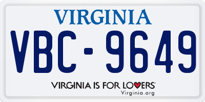 VA license plate VBC9649