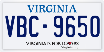 VA license plate VBC9650