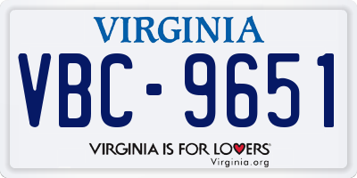 VA license plate VBC9651