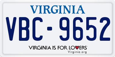 VA license plate VBC9652