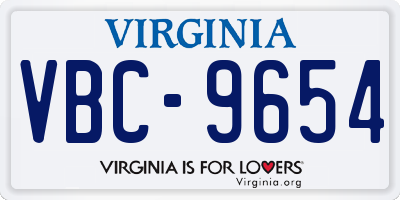 VA license plate VBC9654