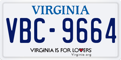 VA license plate VBC9664
