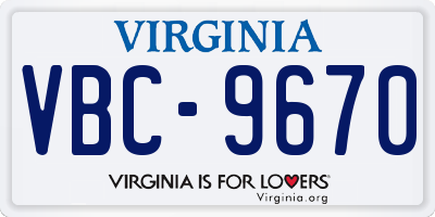 VA license plate VBC9670