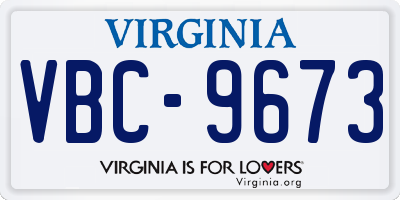 VA license plate VBC9673