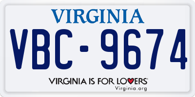 VA license plate VBC9674