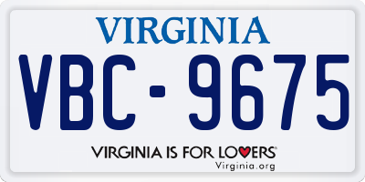 VA license plate VBC9675