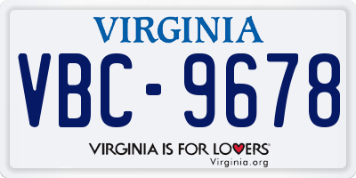 VA license plate VBC9678