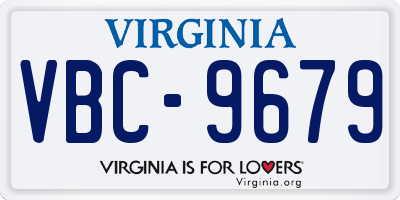 VA license plate VBC9679