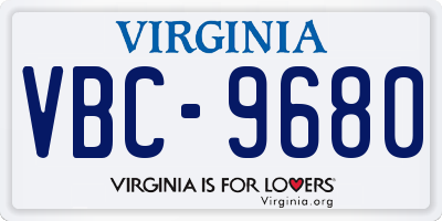 VA license plate VBC9680