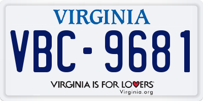 VA license plate VBC9681