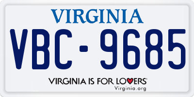 VA license plate VBC9685