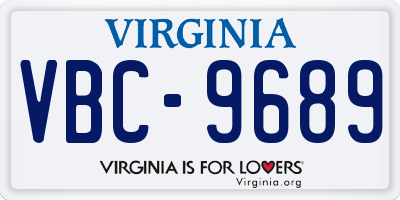 VA license plate VBC9689