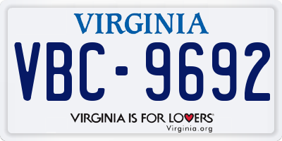 VA license plate VBC9692