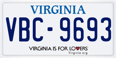 VA license plate VBC9693
