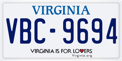 VA license plate VBC9694