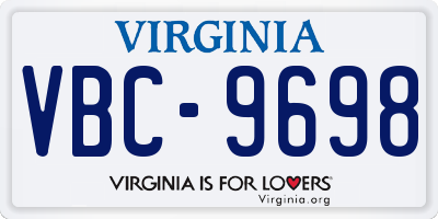 VA license plate VBC9698