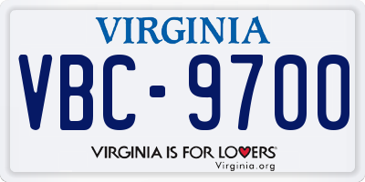 VA license plate VBC9700