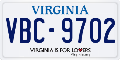 VA license plate VBC9702