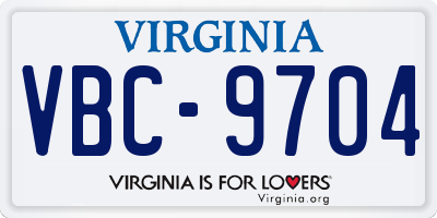 VA license plate VBC9704